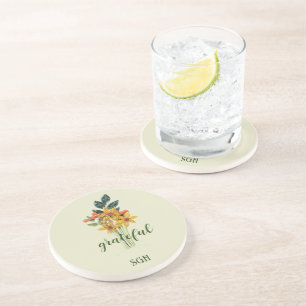 Papiergequillte Blume, dankbarer Rundstein Getränkeuntersetzer