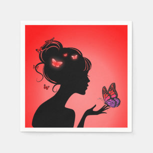 Papierhandtuch Die rote Schmetterlingsfrau Serviette