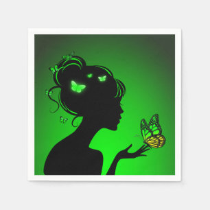 Papierhandtuch Grüne Schmetterlingsfrau Serviette