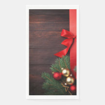 Papierhandtuch "Holz und rotes Band"