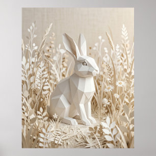Papierhase Leinenwiese Poster