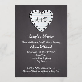 Papierherz auf Tafel Brautpaare duschen Einladung