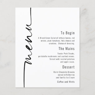 PAPIERKalligrafie-Minimalistische Hochzeitmenü Flyer
