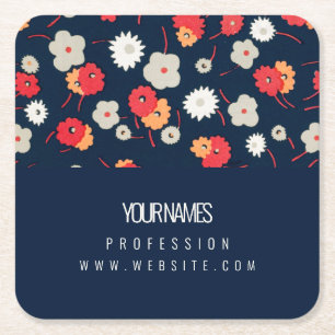 PAPIERKARTE UNTERSETZER: BLOSSOM WOODCUT RECHTECKIGER PAPPUNTERSETZER