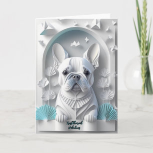 Papierkunst Französische Bulldogge Illustration Feiertagskarte