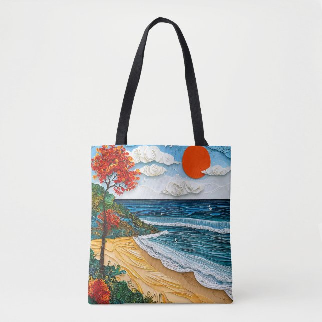 Papierkunststrand mit Baumbestand (Vorderseite)