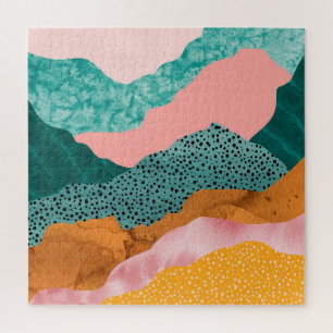 Papierlandschaft, gerippt, gerissene Kanten, Grünt Puzzle