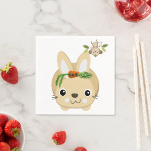 PapierNapkins, Kaninchen-Affen-Karotten-Erbsen Serviette