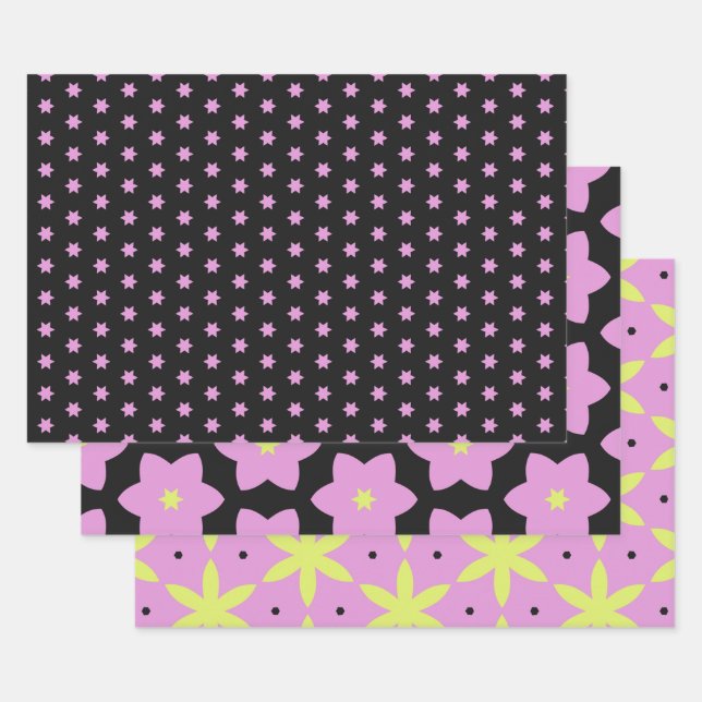 Papierpackung 2 rosa gelb geschenkpapier set (Set)