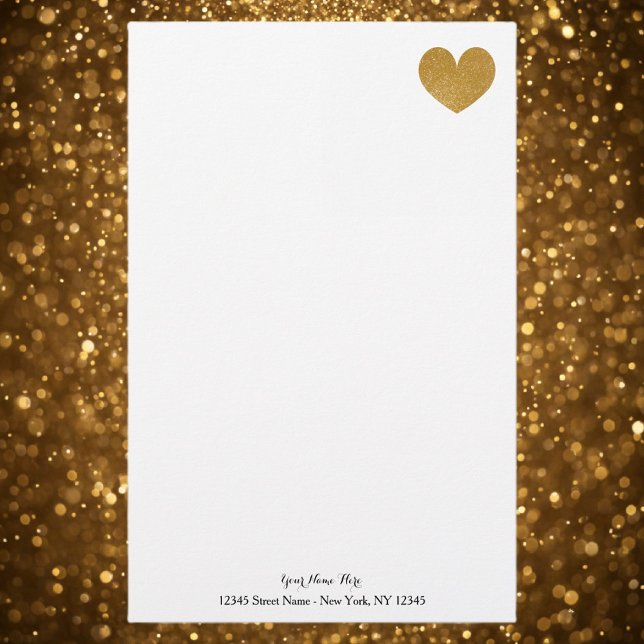 Papierpapier für kundenspezifische Zwecke mit gold Briefpapier (gold heart stationery paper)