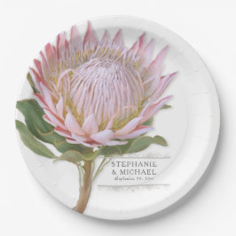 PapierPartymoderne rosa Protea-mit BlumenBlume Pappteller
