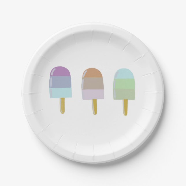 Papierplatte 7" Popsicle Design Pappteller (Vorderseite)