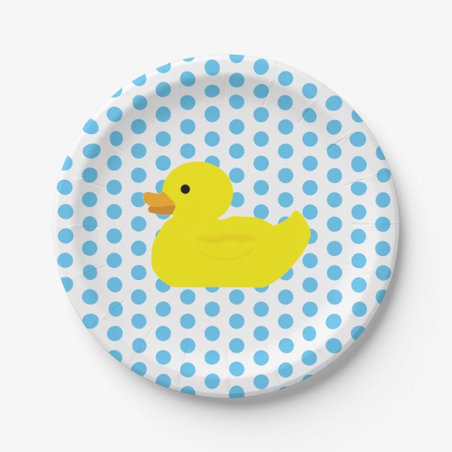 Papierplatte aus Gummi Duck Blue Dot Pappteller (Vorderseite)