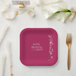 Papierplatte aus Minimalistischem rosa Brautparty Pappteller