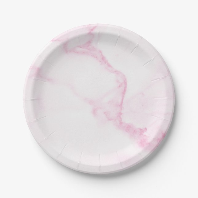 Papierplatte aus rosa Marmor Pappteller (Vorderseite)