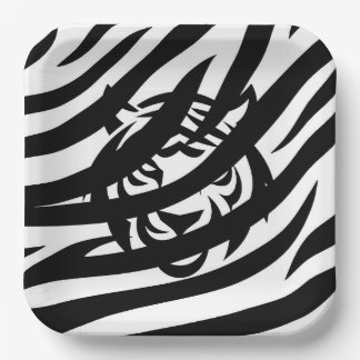 Papierplatte aus schwarzem und weißem Tiger Pappteller