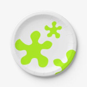 Papierplatte aus weißem Party mit grünem Schleim Pappteller