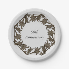 Papierplatte - Blätter in einem Kreis Pappteller