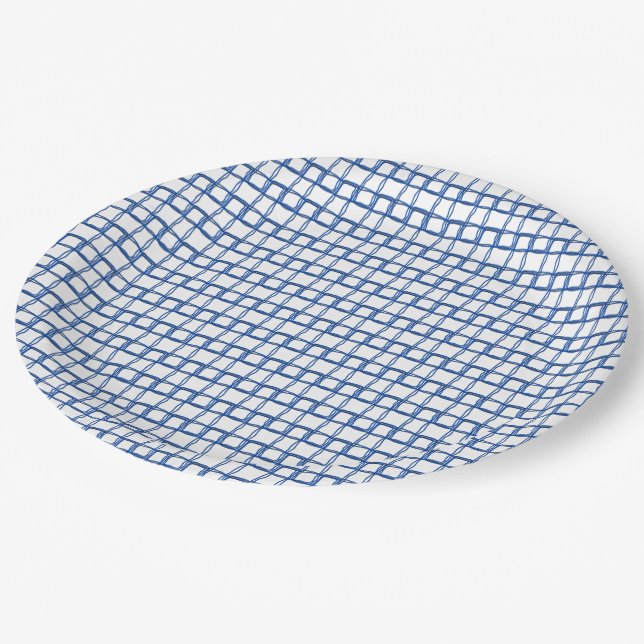 Papierplatte - Blaue Fasern aus Holz Pappteller (Schrägansicht)