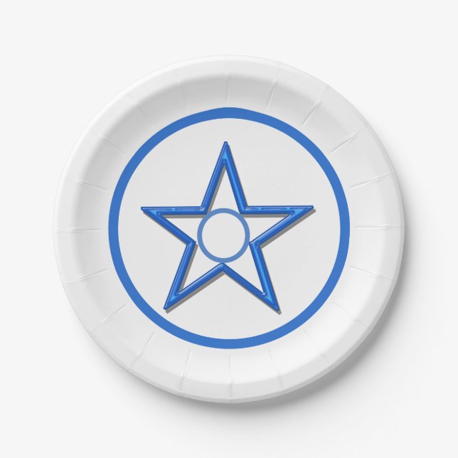 Papierplatte - Blue Star und Circles Pappteller (Vorderseite)