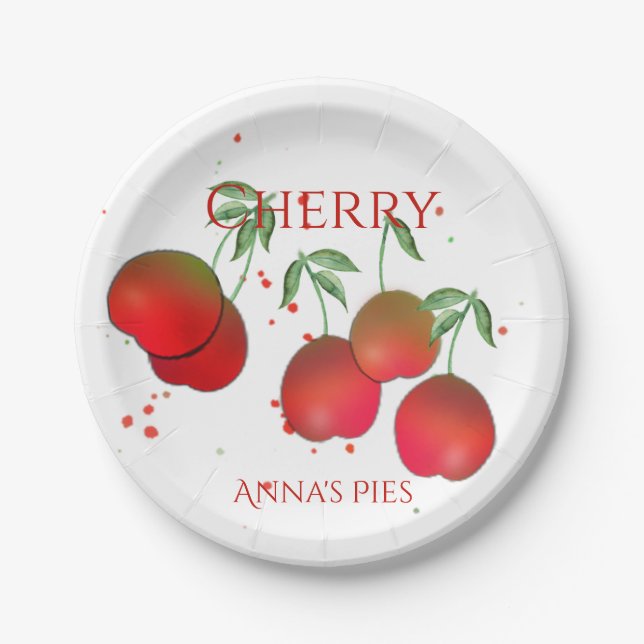Papierplatte Cherry Stems Pappteller (Vorderseite)