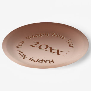 Papierplatte - Coppery New Year with Date Pappteller
