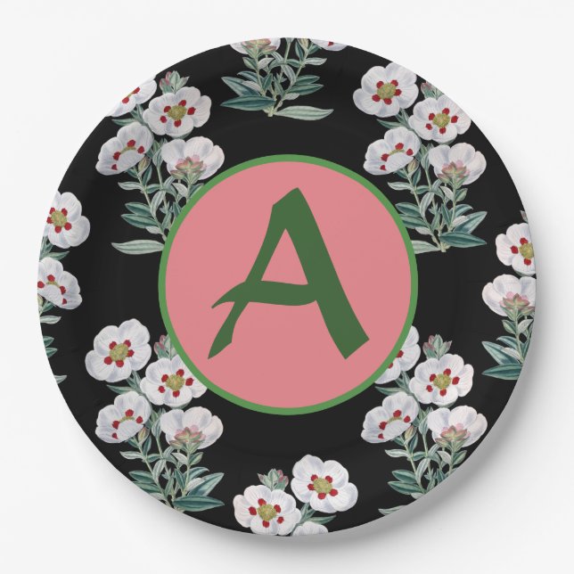 Papierplatte CUSTOM MONOGRAM HAPPY SEED Pappteller (Vorderseite)