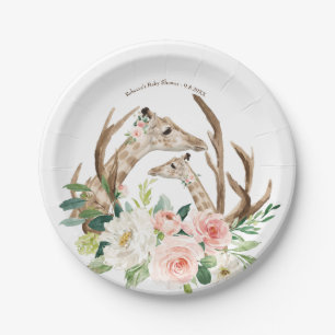 Papierplatte der niedlichen Giraffen der Pappteller