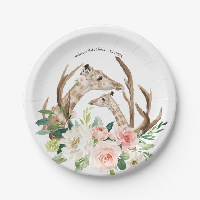 Papierplatte der niedlichen Giraffen der Pappteller (Vorderseite)