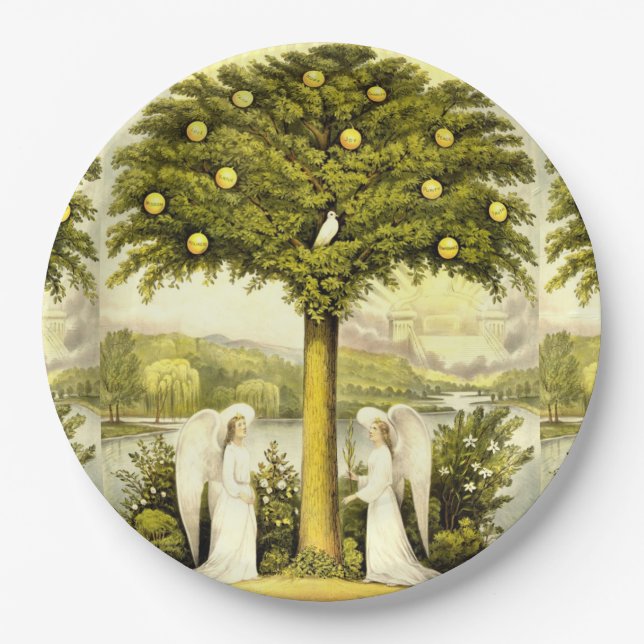 Papierplatte des Baumes des Lebens Pappteller (Vorderseite)