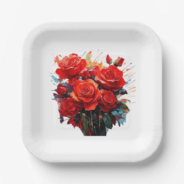 Papierplatte - Die Rote Rosen Pappteller (Vorderseite)