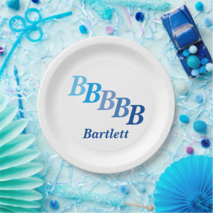 Papierplatte - Einstiche, Name in der Blues Pappteller