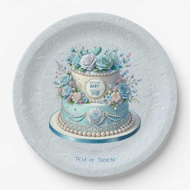 Papierplatte für blaue Blume Pappteller (Vorderseite)