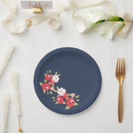 Papierplatte für blaue Vintage Rose Pappteller