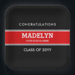 Papierplatte für den roten und schwarzen Abschluss Pappteller<br><div class="desc">Benutzerdefiniert Schwarz und Rot Abschluss Paper Teller.</div>