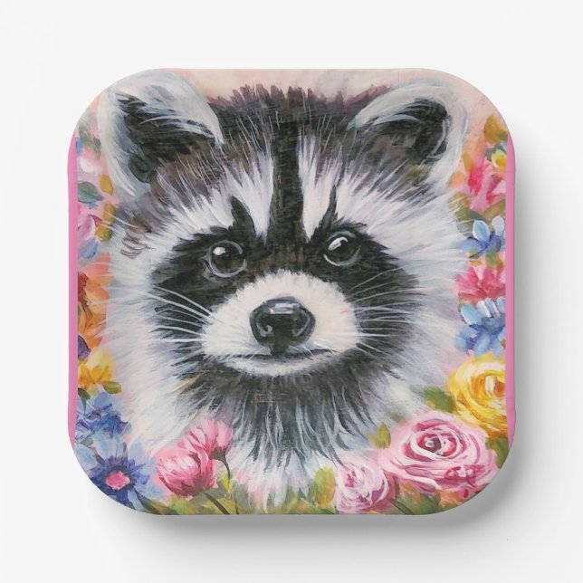 Papierplatte für Raccoon und Blume Pappteller (Vorderseite)