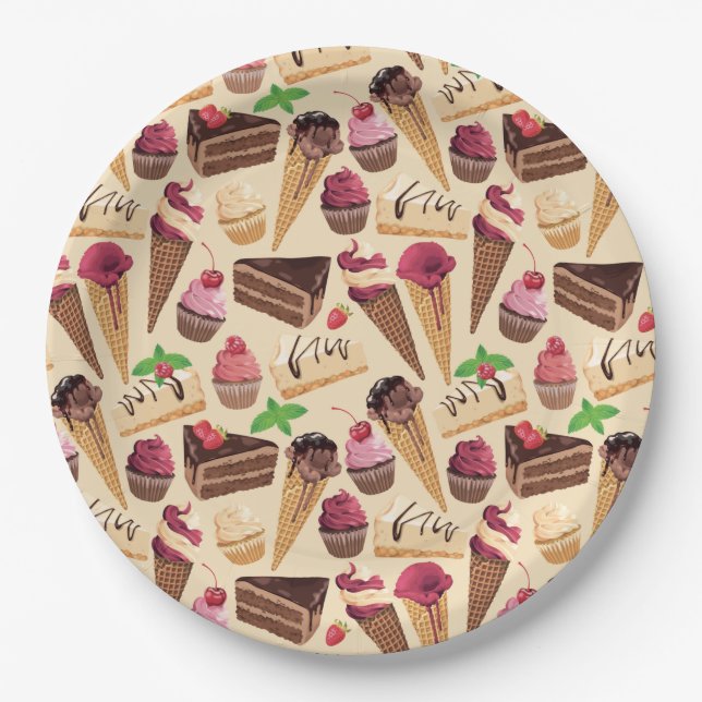 Papierplatte für süße Leckereien Pappteller (Vorderseite)