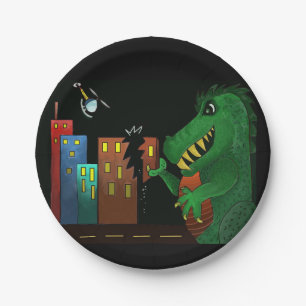 Papierplatte. Godzilla Pappteller