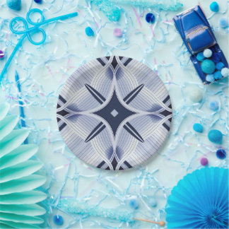 Papierplatte mit blauem Mischmuster Pappteller