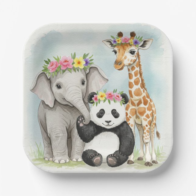 Papierplatte mit Blume Kronen Pappteller (Vorderseite)