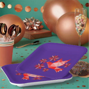 PAPIERPLATTE MIT SCHÖNER KUNST DES VÖGELS UND DER  PAPPTELLER