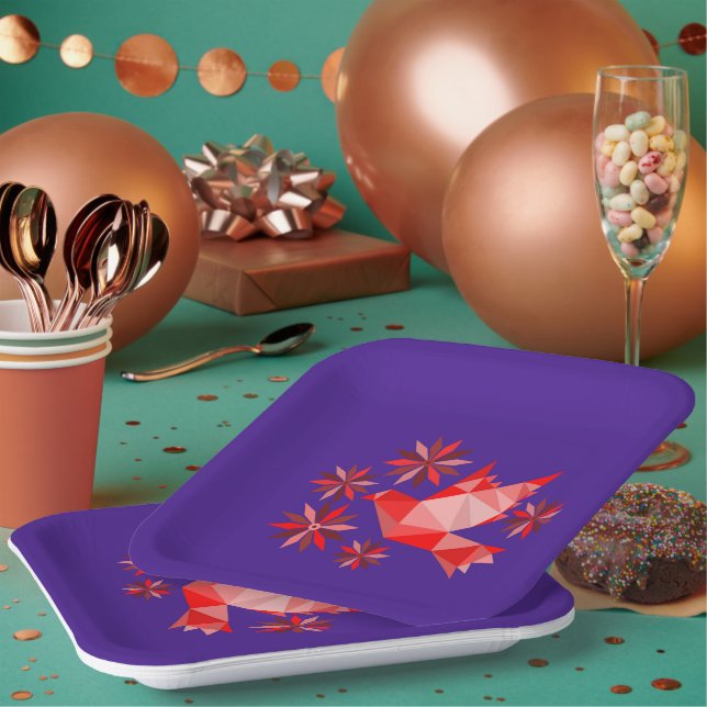 PAPIERPLATTE MIT SCHÖNER KUNST DES VÖGELS UND DER  PAPPTELLER (Multi)