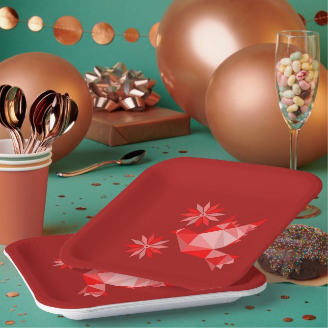 PAPIERPLATTE MIT SCHÖNER KUNST DES VÖGELS UND DER  PAPPTELLER (Multi)