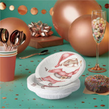 Papierplatte mit Watercolor Santa