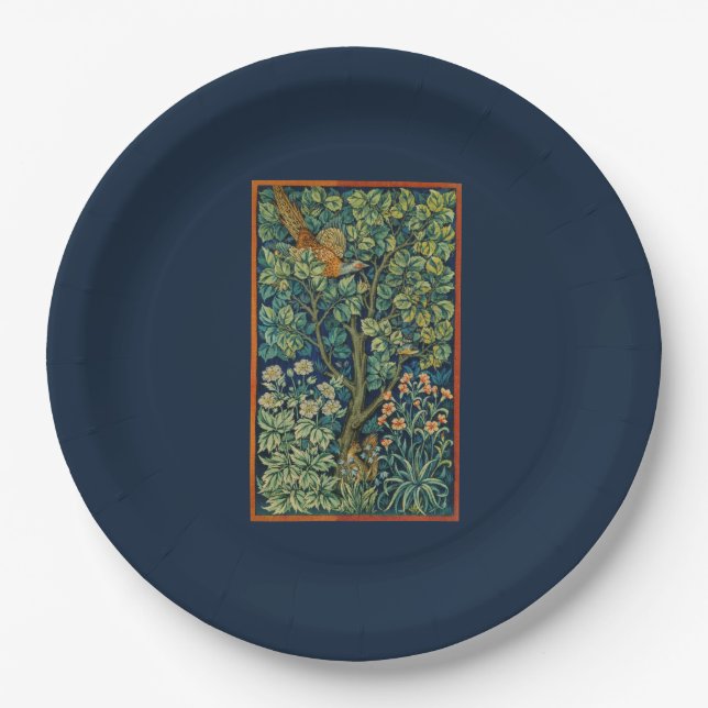 PAPIERPLATTE MIT WILLIAM MORRIS PHEASANT DESIGN PAPPTELLER (Vorderseite)
