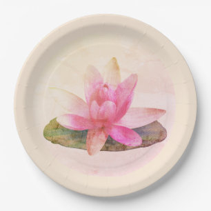PAPIERPLATTE: PINK LOTUS PAPPTELLER
