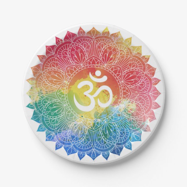 PAPIERPLATTE: RAINBOW MANDALA PAPPTELLER (Vorderseite)