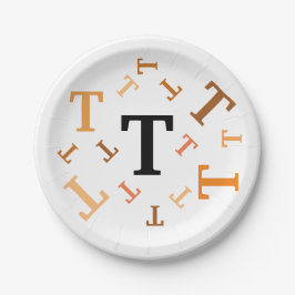 Papierplatte - Schallzeichen in Orange und Braun Pappteller