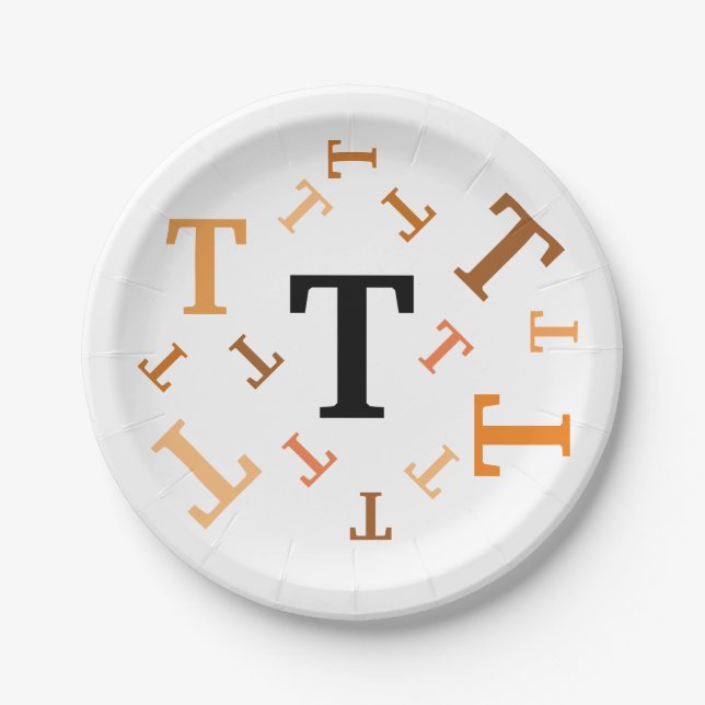 Papierplatte - Schallzeichen in Orange und Braun Pappteller (Vorderseite)