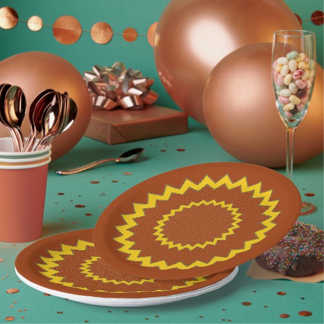 Papierplatte - Zig-Zag-konzentrische Kreise Pappteller (Multi)